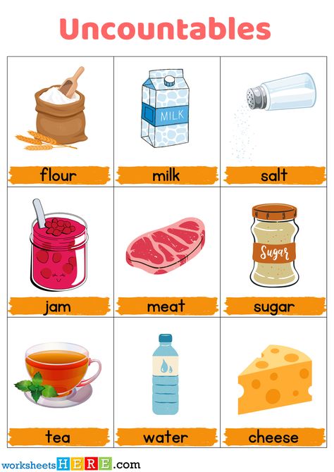 Nouns For Kids, Countable And Uncountable Nouns, Imagine Pictures, Classroom Objects, College Homework, Uncountable Nouns, Bus Art, Book Furniture, Project Work