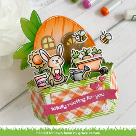 Lawn Fawn Pop Up Cards, Lawn Fawn Pop Up Platform Cards, Lawn Fawn Easter Cards, Lawn Fawn Platform Pop Up Card Ideas, Lawn Fawn Platform Pop Up, Diy Pop Up Cards, Tags Ideas, Hexagon Box, Lawn Fawn Blog