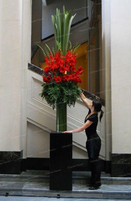 £70.00 Large Flower Arrangements Tall Vases, Hotel Flower Arrangements, Red Flower Arrangements, Tall Flower Arrangements, Contemporary Flower Arrangements, Hotel Flowers, Tropical Flower Arrangements, Large Floral Arrangements, Altar Flowers