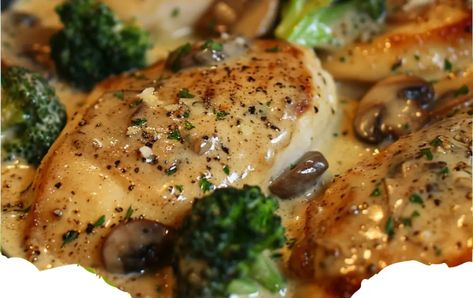 Creamy Broccoli And Mushroom Chicken, Creamy Chicken Broccoli, Mushroom Chicken Recipe, Cooking Ideas Recipes, Broccoli Mushroom, Chicken Mushroom Recipes, Creamy Broccoli, Chicken Fresh, Fresh Broccoli