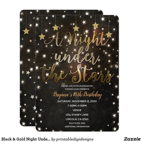 Dark Blue Sweet 16, Starry Night Quinceanera, Under The Stars Sweet 16, Starry Party, Rose Gold Quinceanera, Blue Sweet 16, Outdoor Birthday Party, Sweet Sixteen Ideas, Gold Night