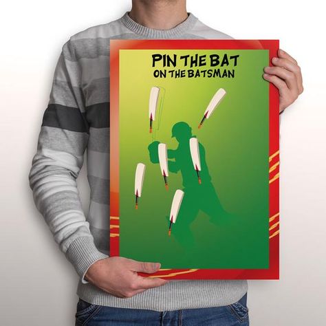 Ready to Print Pin the Bat on the Batsman Party Game Printable, A3 Size - Instant Download - Kids Birthday Parties NOT EDITABLE Cricket Theme Birthday Games, Cricket Party, Cricket Birthday Cake, Soldier Party, Easter Vacation, Beach Games, 30th Bday, Sports Birthday, 10th Birthday Parties