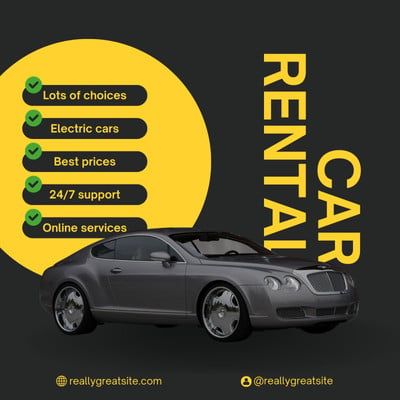 Black and Yellow Bold Car Rental Promotion Instagram Post - Templates by Canva Resume Maker, Photo Collage Maker, Collage Background, Collaborative Learning, Learning Management System, Design Student, Black And Yellow, Instagram Post Template, Business Solutions