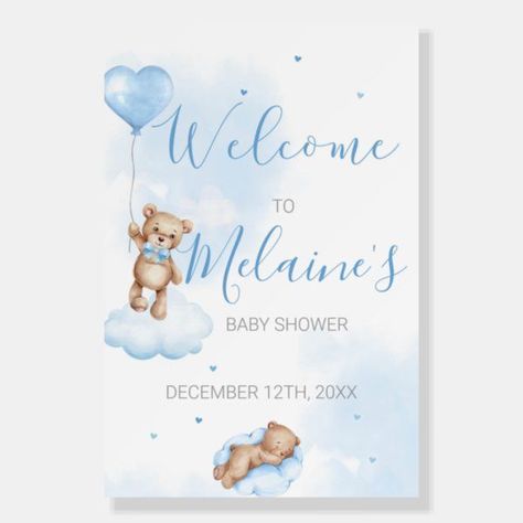 Can Barely Wait Blue Sky Baby Shower Welcome Sign Signs For Baby Shower, Sky Baby Shower, Barely Wait, Baby Shower Games Unique, Teddy Bear Baby Shower Invitations, Star Baby Shower Invitations, Baby Shower Water Bottles, Teddy Bear Baby Shower, Shower Welcome Sign