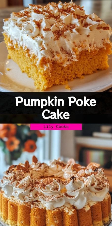 Indulgent Spiced Pumpkin Poke Cake Recipe | Perfect Fall Dessert Savor the flavors of autumn with this Spiced Pumpkin Poke Cake! Layers of creamy caramel and whipped topping create a decadent treat, while warm spices and pumpkin puree ensure every bite is packed with seasonal goodness. Easy to make, this cake is perfect for gatherings and celebrations! :fallen_leaf::sparkles: ..... Fall Poke Cake Recipes, Thanksgiving Poke Cake, Pumpkin Poke Cake Recipe, Jamaican Rum Cake, Pumpkin Poke Cake, Poke Cake Recipe, Creamy Caramel, Poke Cake Recipes, Spiced Cider