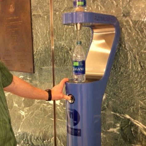 Water bottle filling station. Cool idea! Schools should have these instead of germ - filled water fountains Cafe Water Station, Water Station Ideas, Water Bottle Filling Station Home, Water Bottle Filling Station, Water Refilling Station Design, Self Serve Water Station Restaurant, Water Dispenser Design, Build In Water Dispenser, Business Plan Infographic