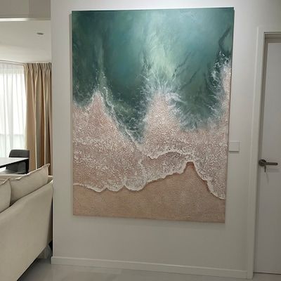 Large 3D Textured Ocean Painting Acrylic Framed Green Beach Painting Abstract Blue Sea Wall Art Coastal Wall Art Beach Canvas Art Wall Decor - Etsy.de 3d Ocean Painting, Ocean Painting Acrylic, Beach Canvas Art, Wall Art Coastal, Green Beach, Wall Art Beach, Sea Wall Art, Canvas Art Wall, Beach Canvas