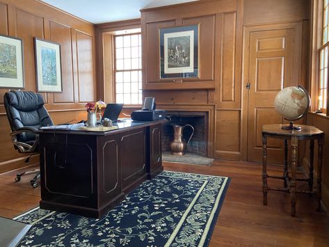 English office study wood paneling Wood Panel Study, English Office, Men's Study, Wood Panel Walls, Office Room, Study Office, Wood Panel, Brown Wood, Wood Paneling