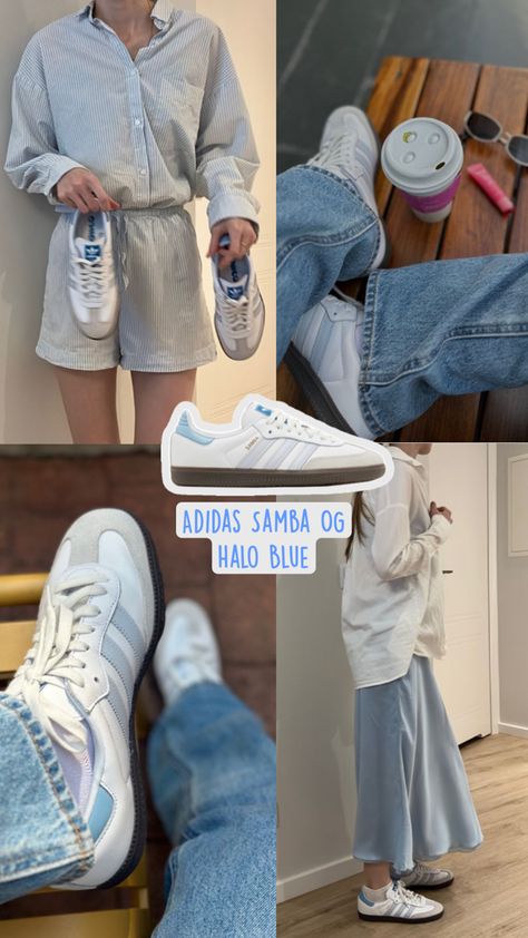 Adidas Samba Blue, Adidas Samba Og, Adidas Spezial, Adidas Blue, Blue Outfit, Blue Adidas, Adidas Samba, Halo, Adidas