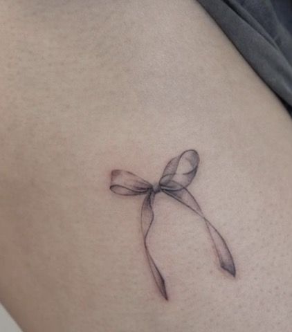 Bird With Ribbon Tattoo, Tiny Ribbon Tattoo, Small Ribbon Tattoo, 11 11 Tattoo, Bow Tattoos, Bow Tattoo Designs, Bow String, Ribbon Tattoos, Bow Tattoo