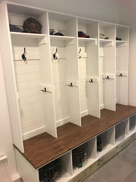 Mudroom Storage Lockers, Garage Lockers, Entry Way Lockers, Kids Locker, Mudroom Cubbies, Wood Lockers, Mudroom Storage, Mudroom Remodel, Built In Lockers