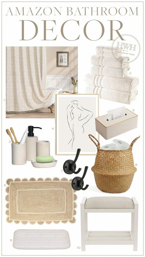 Amazon Prime Day Deals : Outfits | Home | Beauty Rug Hooks, Amazon Bathroom Decor, Glam Bathroom Decor, Bathroom Counter Decor Ideas, Modern Boho Bathroom, Countertop Accessories, Teen Bathrooms, Amazon Bathroom, Neutral Bathroom Decor