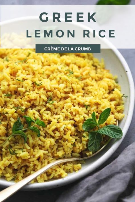 Lemon Rice Recipe, Greek Rice, Greek Lemon Rice, Chicken Fried Rice Easy, Sausage Pasta Recipes, Healthy Baked Chicken, Greek Lemon Chicken, Rice Side, Lemon Rice