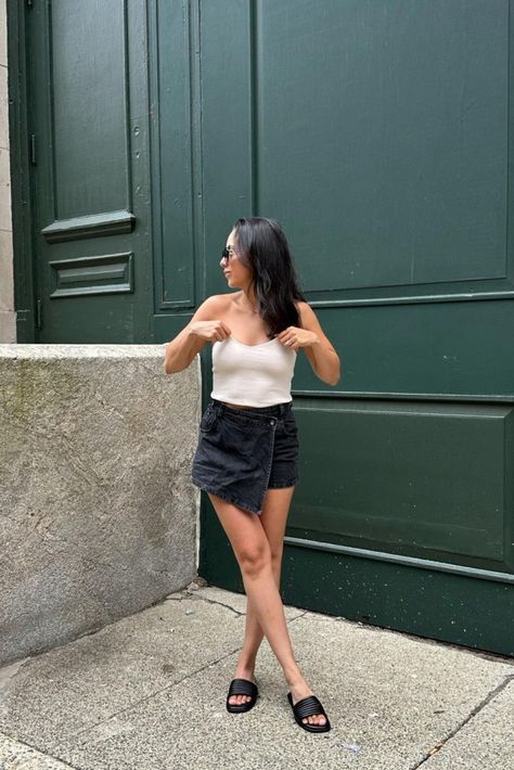 @michellemhernandez0 in the Talia Slide Flat Sandal - Black #summerfashion #sandals #summerstyle #summeroutfit #neutrals #neutralstyle #neutralshades #neutraltones #ootd #ootdinspiration #ootdinspo #streetstyle #summer2023outfit #oldmoneyaesthetic #coastalgrandma #hamptonsoutfit #upstatenewyorkoutfit #oldmoneyaesthetic #hsandal #slidesandal #flatsandaloutfit #timelessfashion #blacksandals #flatsandals #nycoutfitinspo Black Slide Sandals Outfit, Flat Sandals Outfit, Slide Sandals Outfit, Hamptons Outfit, Black Slide Sandals, New York Outfit, Black Slides, Sandals Outfit, Old Money Aesthetic