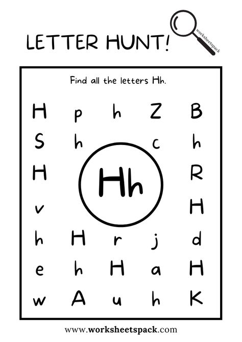 Letter H For Preschoolers, Letter H Lesson Plan Preschool, Letter Hunt Preschool, H Activities, H Worksheets For Preschoolers, Letter H Printables Free, Preschool Letter H Worksheets, Letter Hunt, Letter H Worksheets Kindergarten