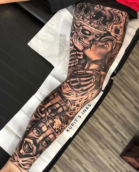 Tattoo Full Sleeve Men Ideas, Meaningful Men Tattoo Ideas Guys, Chicano Arm Sleeve, Men Leg Sleeve, Chicano Leg Sleeve, Viking Leg Sleeve, Full Leg Tattoos Women Sleeve, Full Leg Tattoo Men, Men’s Full Sleeve Tattoo