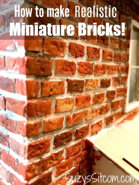 Miniature Brick Wall Printable, Doll House Crafts How To Make, Diy Diorama How To Make, Diy Miniatures Tutorials How To Make, How To Make Miniature Things, Diy Miniatures Tutorials, Miniature Model Making, Dollhouse Diy Ideas, Miniature Bricks