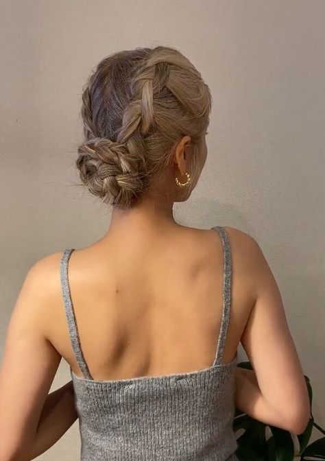 French Plait Bun, Ballet Braid Bun, Plait Bun Hairstyles, Two Braid Bun, Braided High Bun, Plait Bun, Braid Bun Hairstyles, Dance Bun, Bun With Braids