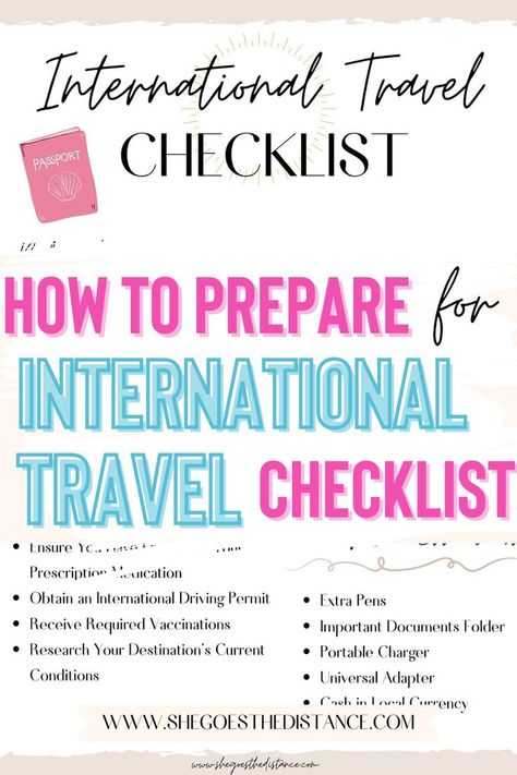 International travel is an exciting opportunity - but don't forget to do these essential tasks before going abroad! Discover international travel tips and essentials in this guide, as well as a printable international travel checklist you can use to check off items as you organize your trip! International Checklist Travel, Checklist For International Travel, Travel Essentials International, International Travel Essentials List, Uk Travel Tips, International Flight Essentials, Traveling Abroad Checklist, International Packing List, Airplane Tips