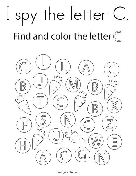 I spy the letter C Coloring Page - Twisty Noodle Prek Letter Worksheets Free Printables, I Spy Alphabet Free Printable, I Spy Letters Free Printable, Letter A Worksheets For Kindergarten, Letter Aa Worksheet, Letter A Activities For Preschool Printables Free, Letter A Worksheets For Preschool, Teacher Papers, Letter A Activities For Preschool