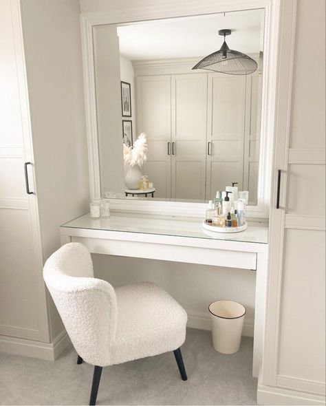 Bedroom As Dressing Room, Dressing Table And Wardrobe Ideas, Wardrobe With Big Mirror, Dressing Table In Small Bedroom, 3 Bed One Room, Dressing Room Bedroom Ideas, Dressing Room Table Ideas, Bedroom Vanity Chair, Small Dressing Room Decor