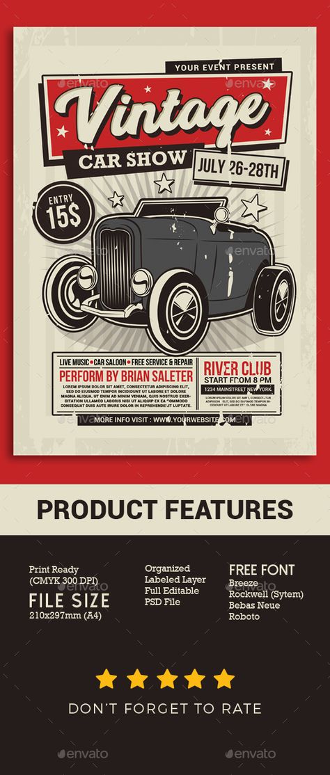 Vintage Car Show Car Show Flyer Templates, Car Show Poster, Car Typography, Business Card Logo Design, Car Boot Sale, Classic Car Show, Event Poster Design, Auto Art, Car Boot