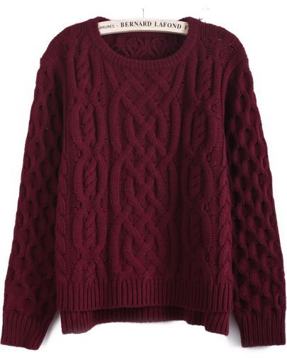 wine red long sleeve cable knit sweater. Preppy Clothes, Hem Sweater, Cooler Look, Red Long Sleeve, Mode Inspiration, Sweater Weather, Passion For Fashion, Pretty Things, Autumn Winter Fashion