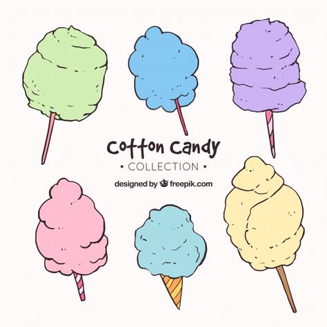 Cotton Candy Doodle, Cotton Candy Drawing Easy, How To Draw Cotton Candy, Cotton Candy Tattoo, Cotton Candy Drawing, Candy Reference, Cotton Candy Illustration, Candy Doodles, Cotton Candy Design