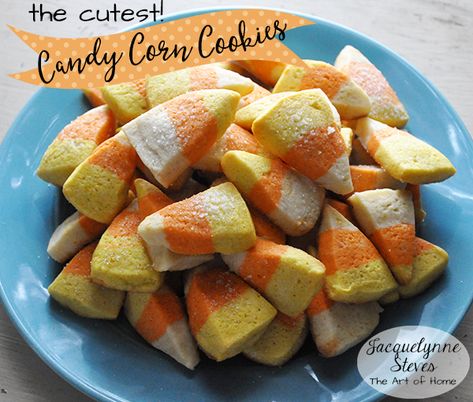 Candy Corn Cob, Corn Cookies Recipe, Halloween Candy Corn Cookies, Candy Corn Sugar Cookies, Corn Cookies, Sugar Cookies From Scratch, Peanut Butter White Chocolate, Fall Cookie Recipes, Candy Corn Cookies