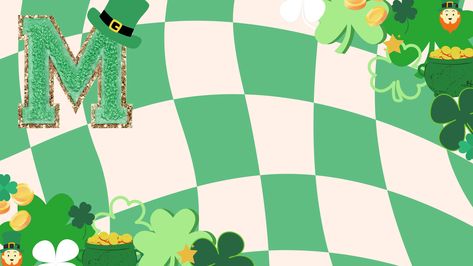 This is a cute Irish/Saint Patricks Inspired Wallpaper that is fit for any computer size! #LetterM #MarchComputerBackground #Preppy St Patricks Day Computer Wallpaper, March Computer Wallpaper, Computer Screen Wallpaper, St Patricks Day Wallpaper, Computer Background, Inspired Wallpaper, Laptop Backgrounds, Irish Saints, Computer Backgrounds