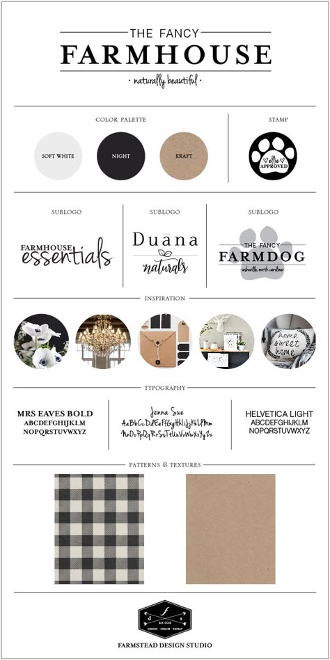 farmhouse-logo-graphic-design-brand style guide rustic glam white black kraft Farmhouse Website Design, Country Branding Design, Farmhouse Graphic Design, Farmhouse Logo Design, Modern Farmhouse Branding, Rustic Design Graphic, Farm Logo Design Branding, Farmhouse Branding, Rustic Graphic Design