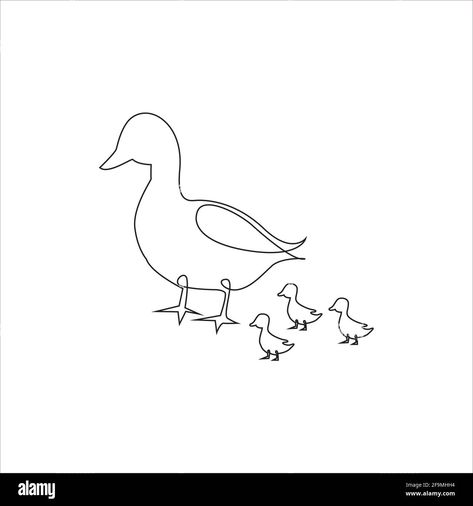 Dainty Duck Tattoo, Mama Duck And Ducklings Tattoo, Mother Goose Tattoo, Baby Duck Tattoo, Simple Duck Tattoo, Tattoo Farm, Duck Line Art, Duckling Tattoo, Line Hand Drawing