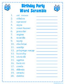 Birthday Party Word Scramble Puzzle Birthday Word Scramble, 21st Birthday Games, 21st Birthday Party Games, 90 Birthday, Virtual Birthday, Birthday Games For Adults, Kids New Years Eve, Scramble Words, Scramble Game