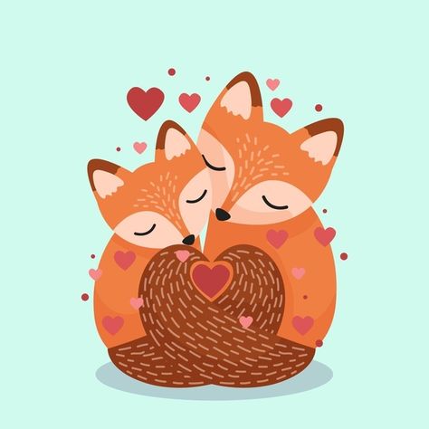 Fox Valentine Card, Cartoon Fox Drawing, Fox Valentine, Animal Couple, Valentine's Day Illustration, Valentines Day Drawing, Valentines Inspiration, Cute Valentines Day, Fox Illustration