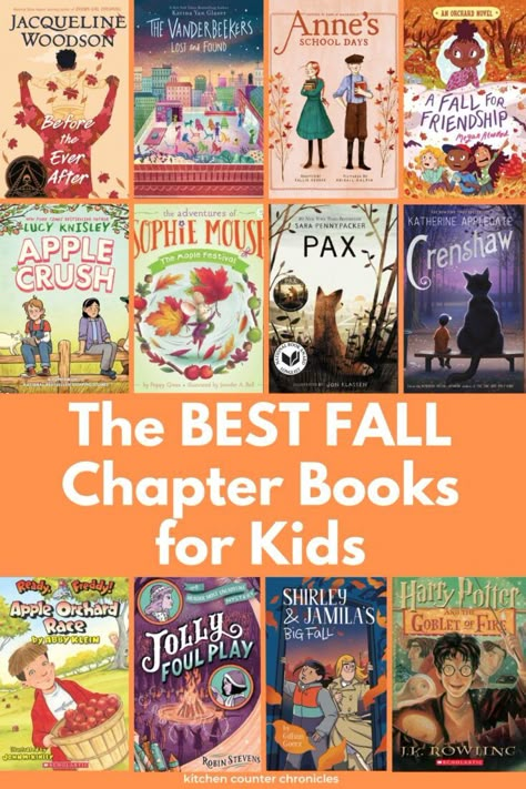 Fall Read Aloud Chapter Books, Autumn Books For Kids, Fall Chapter Books For Kids, Fall Books For Kids, Fall Books To Read, Read Aloud Chapter Books, Fall In Love With Reading, Kids Chapter Books, Fall Reading List