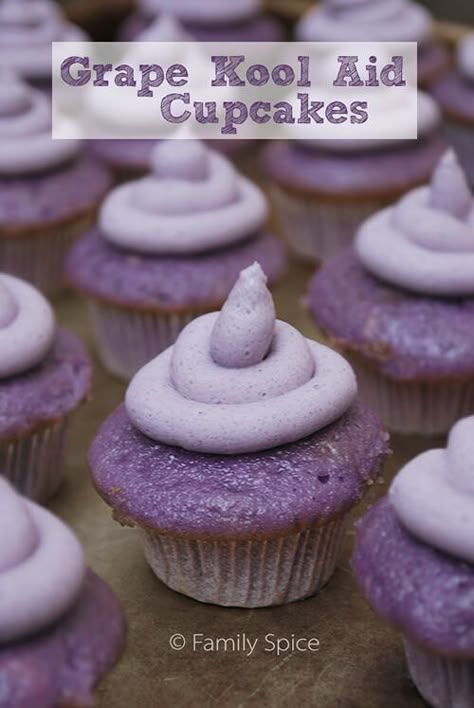 Grape Kool Aid, Purple Cupcakes, Yummy Cupcakes, Spice Recipes, Dessert Cupcakes, Cupcakes Cake, Kool Aid, Cupcake Ideas, Cake Cupcakes