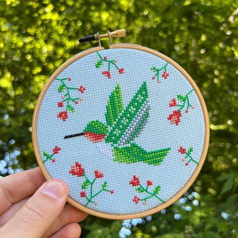 Summer Hummingbird Cross Stitch Pattern – Pigeon Coop Nature Cross Stitch Patterns, Spring Cross Stitch Patterns, Hummingbird Cross Stitch, Pigeon Coop, Cross Stitch Spring, Cross Stitch Nature, Colorful Cross Stitch Patterns, Bird Cross Stitch Pattern, Autumn Owl