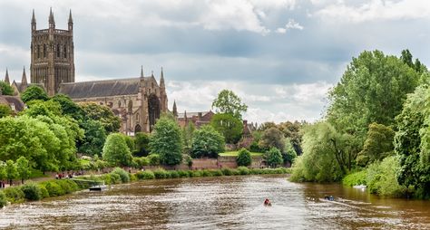 Worcester Cathedral Worcester Cathedral, Worcester England, Knights Hospitaller, River Severn, Wales Travel, Royal Park, Gothic Cathedral, Country Park, Tudor House