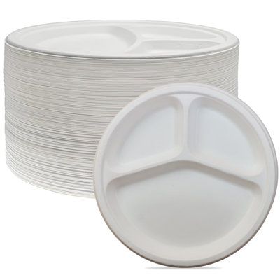 SIMOND STORE Disposable 100% Recyclable Sugarcane Bagasse Fiber Environment-Safe Plates for Party, BBQ, Wedding! Sugarcane bagasse fiber plates are recyclable tableware made from the fibrous residue left over after extracting the juice from sugarcane. They are a more environmentally safe and sustainable alternative to traditional plastic or foam plates because they are made from a renewable resource and will degrade naturally over time. These plates are usually recyclable and can be discarded in Compostable Plates, Wedding Plastic Cups, Bbq Wedding, Disposable Plates, Container Set, White Plates, Exotic Fruit, Disposable Tableware, Party Plates