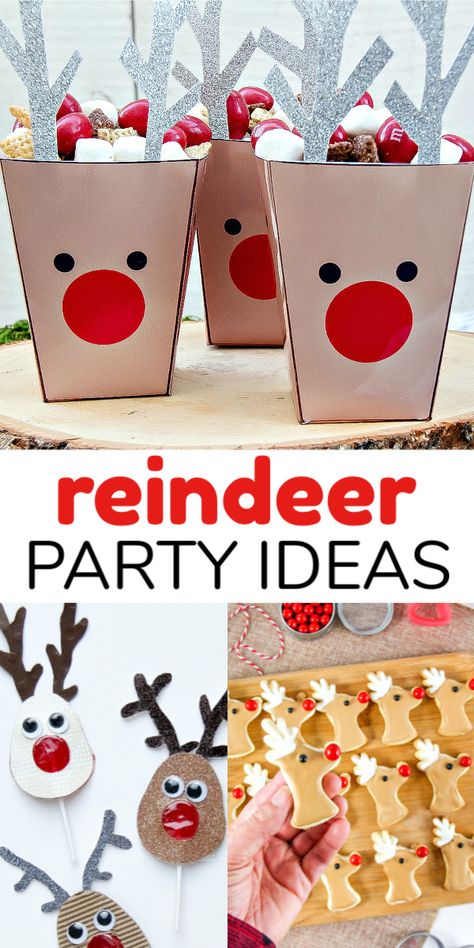 Fun Reindeer Ideas For Holiday Parties | Tonya Staab Food Ideas For Christmas, Classroom Winter Party, Reindeer Crafts, Reindeer Party, Fun Food Ideas, Holiday Party Themes, Barbie Gifts, Reindeer Craft, Rudolph Christmas