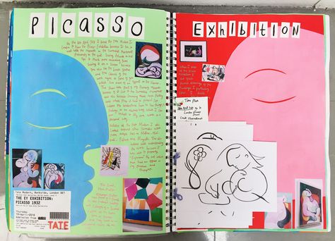 Picasso Research Page Gcse, Notes Idea, Artist Research Page, Gcse Sketchbook, Inspiring Pics, Art Homework, Art Alevel, Gcse Art Sketchbook, A Level Art Sketchbook