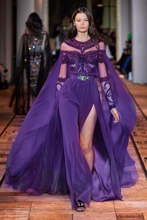 Purple Goddess Dress, Dark Purple Fantasy Dress, Purple Royal Dress Aesthetic, Purple Goddess Outfit, Purple Greek Goddess Dress, Purple Fantasy Dress, Purple Fantasy Dress Aesthetic, Armor Dress Purple, Purple Ethereal Aesthetic Dress