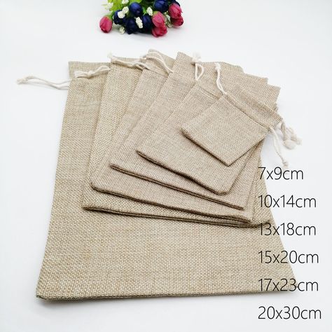 Jewelry Packaging Diy, Candy Bag Favors, Linen Bags, Jewelry Packaging Bags, Burlap Tote Bags, Pouch Diy, Burlap Tote, Packaging Display, Cotton Gift Bag