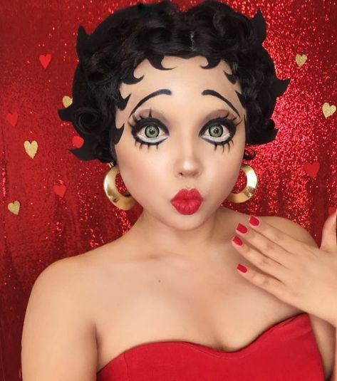 Cool Halloween Costume Ideas, Betty Boop Costume, Betty Boop Makeup, Halloween Make-up Looks, Drag Make-up, Halloween Costume Ideas For Women, Costume Ideas For Women, Cute Halloween Makeup, Halloween Coustumes