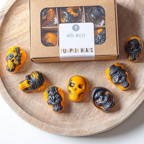 Halloween Wax Melts Pumpkin Heads | Fall Scented Wax Tarts Pumpkin Caramel Maple Pecan | Housewarming Gift Halloween Wax Melts, Pumpkin Heads, Fall Fragrance, Maple Pecan, Pumpkin Caramel, Scent Notes, Wax Tarts, Wax Burner, Pumpkin Head