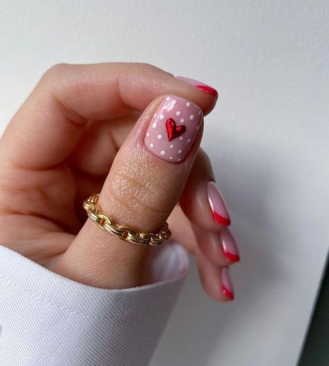 Nail Disain, White Poppy, Pretty Nail Designs, Red Foil, Short Nail Designs, Chic Nails, Short Acrylic Nails, Valentine's Day Nails, Valentines Nails