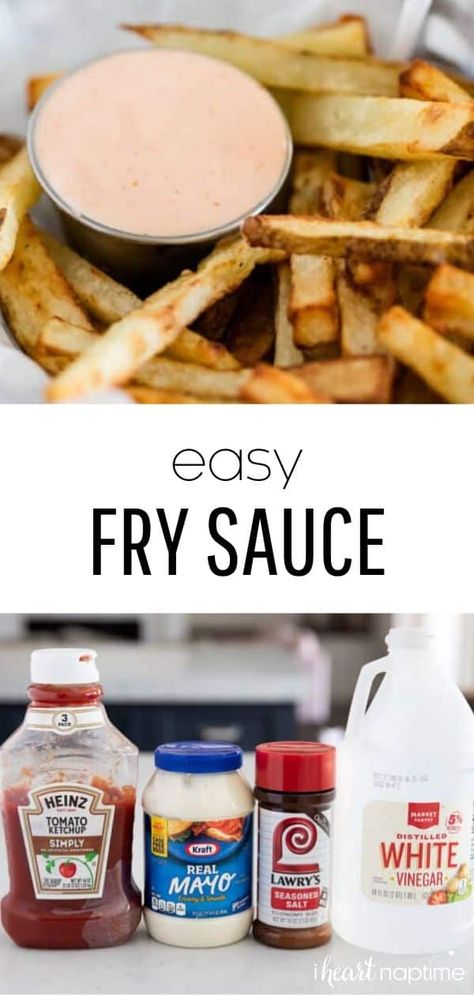 Easy homemade fry sauce made with just 4 simple ingredients. This sauce has tons of flavor and is perfect for dipping french fries! #fries #frenchfries #frysauce #sauce #frenchfrysauce #ketchup #mayo #easyrecipe #recipes #iheartnaptime French Fry Sauce Recipe Easy, French Fry Sauce, Fry Sauce Recipe, Appetizing Food, Halloween Food Dinner, Homemade Dips, Homemade Fries, I Heart Naptime, Vegetable Side Dishes Recipes