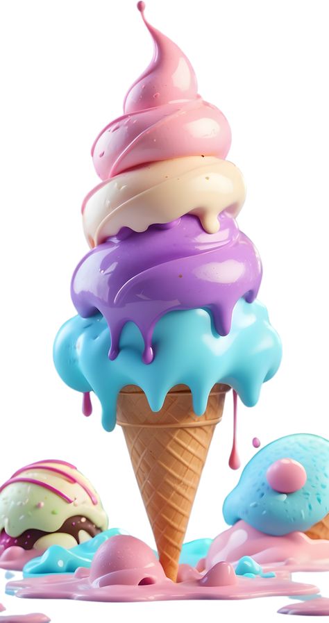 AI generated ice cream melting in a cone with colorful swirls Soft Serve Aesthetic, Cream Images, Ice Cream Png, Ice Cream Images, Colorful Swirls, Ice Cream Swirl, Melting Ice Cream, Ice Cream Art, Cream Art