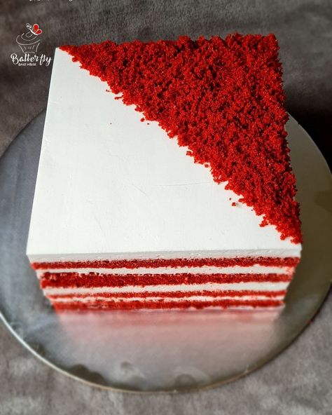 Red Velvet Cake New Design, Red Velvet Square Cake Design, Redvelvet Cake Designs, Red Velvet Cake Square, Square Red Velvet Cake, Red Velvet Cake Design Ideas, Redvelvet Cake Design, Velvet Cake Design, Red Velvet Cake Design