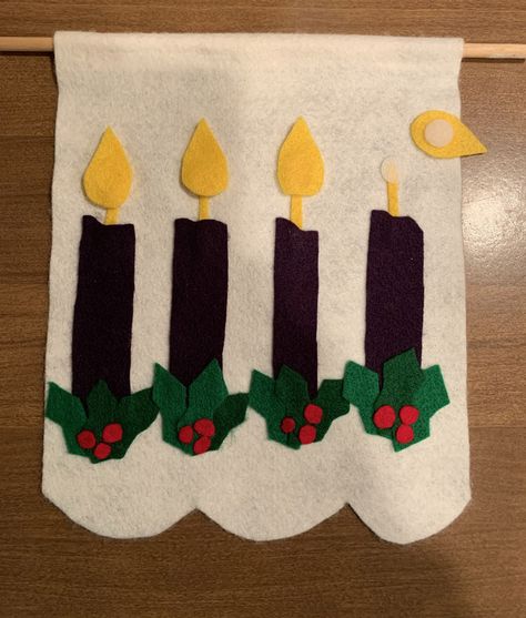 Felt Candle Wraps, Felt Christmas Banner, Holiday Felt Advent Calendar, Advent Banners, Advent Christmas Tree Felt Advent Calendar Ornaments, Merry Christmas Felt Banner, Advent Christmas, Advent Candles, Christmas Banners